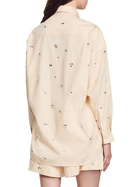 商品Sandro|Malaga Poplin Embellished Button Down Shirt,价格¥1574,第5张图片详细描述