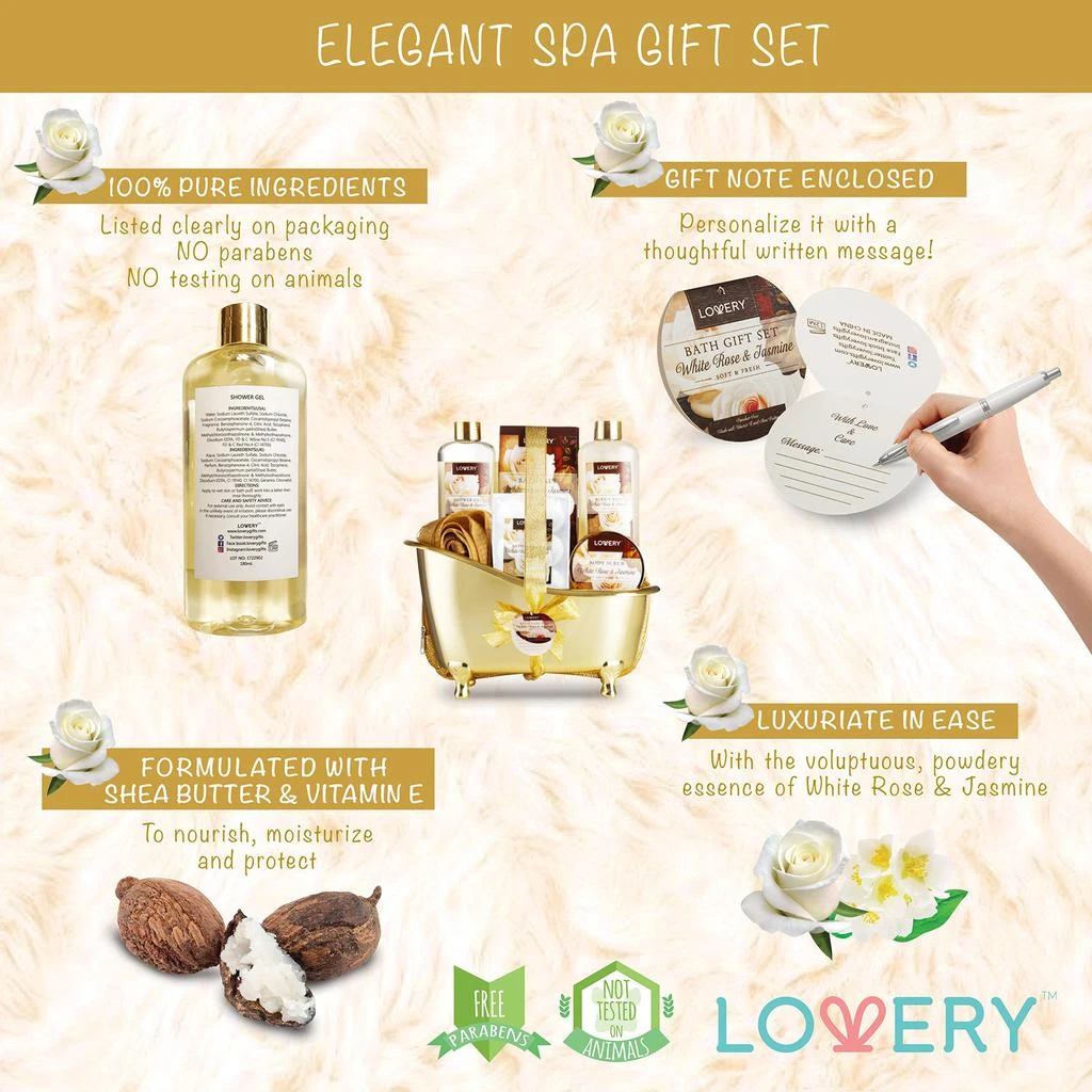 商品Lovery|White Rose Jasmine Body Care Spa Kit 13-Piece Set,价格¥258,第2张图片详细描述