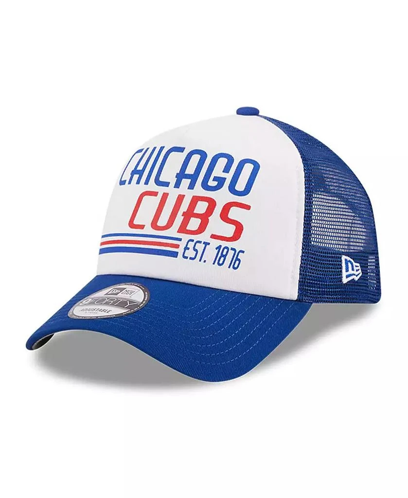 商品New Era|Men's White, Royal Chicago Cubs Stacked A-Frame Trucker 9FORTY Adjustable Hat,价格¥232,第1张图片