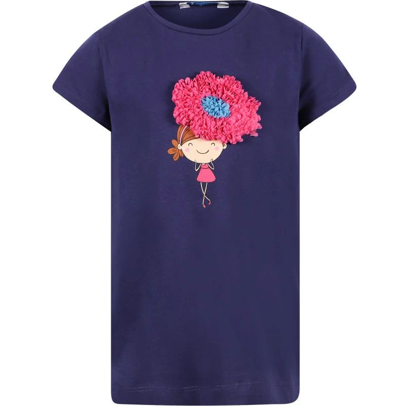 商品Mayoral|Flower applique tunic and floral leggings set in navy and blue,价格¥496,第2张图片详细描述