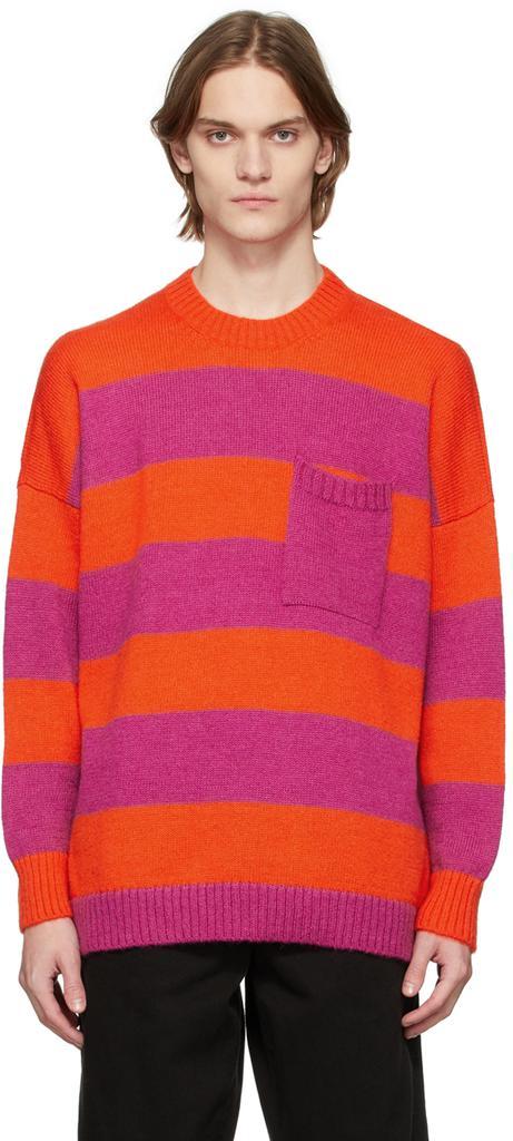 商品JW Anderson|Red & Pink Striped Patchpocket Sweater,价格¥5017,第1张图片