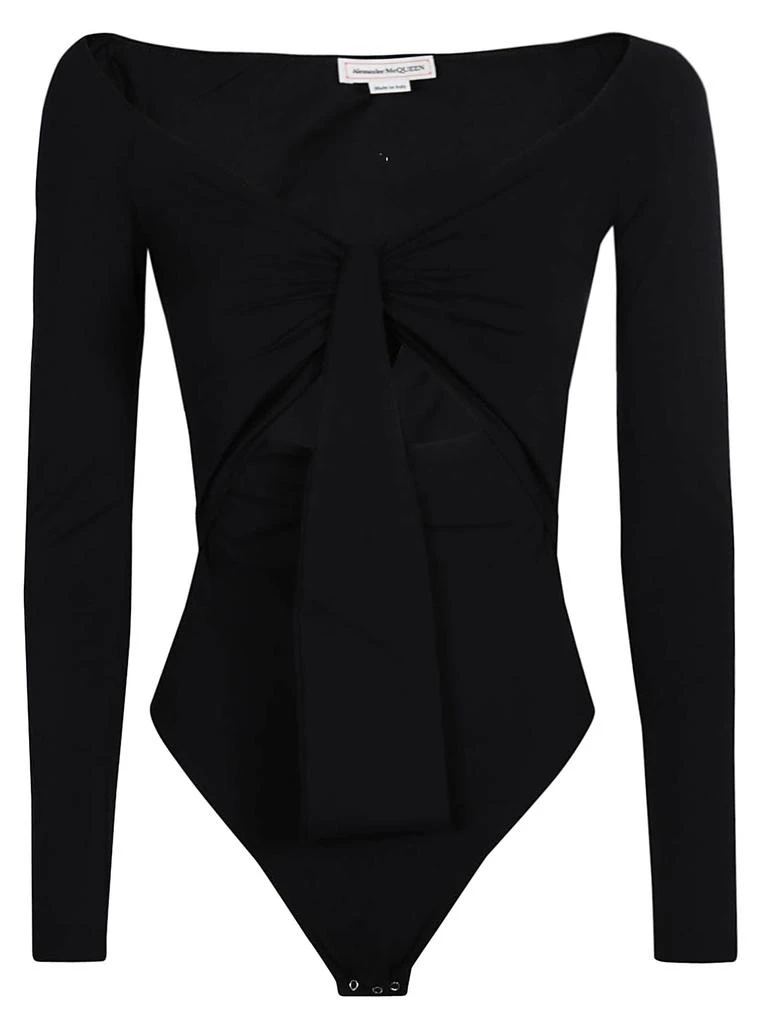商品Alexander McQueen|Alexander McQueen Bow Detail Long-sleeved Bodysuit,价格¥3051,第1张图片