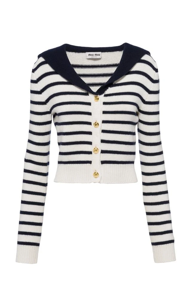 商品Miu Miu|Miu Miu - Cashmere Polo Top - Navy - IT 40 - Moda Operandi,价格¥15757,第1张图片