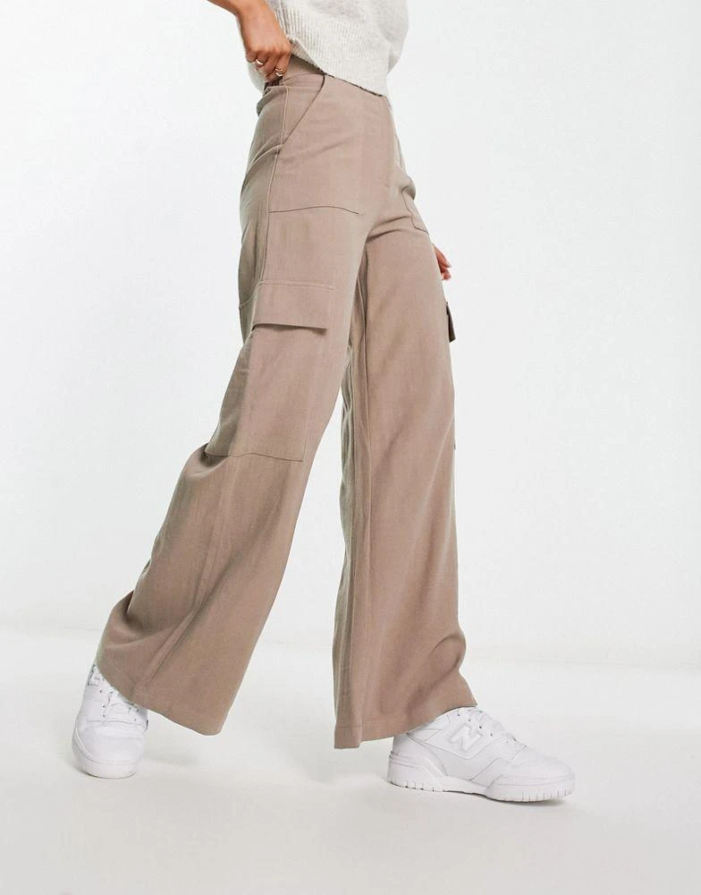 商品ASOS|ASOS DESIGN cargo trouser with linen in taupe,价格¥259,第4张图片详细描述