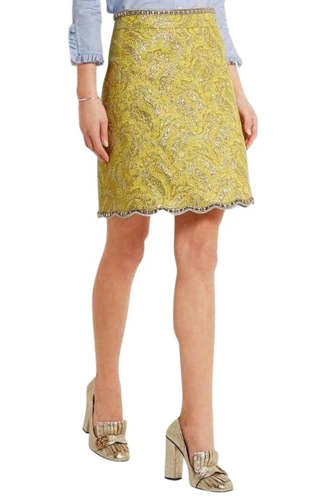 商品Gucci|Yellow Brocade Jacquard Mini Skirt,价格¥6099,第2张图片详细描述