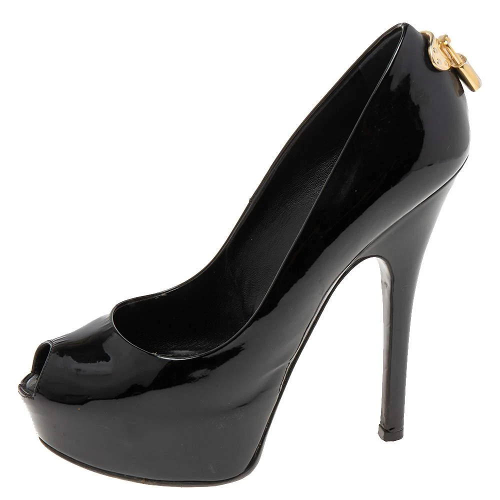 商品[二手商品] Louis Vuitton|Louis Vuitton Black Patent Leather Oh Really! Peep Toe Platform Pumps Size 38,价格¥3007,第2张图片详细描述