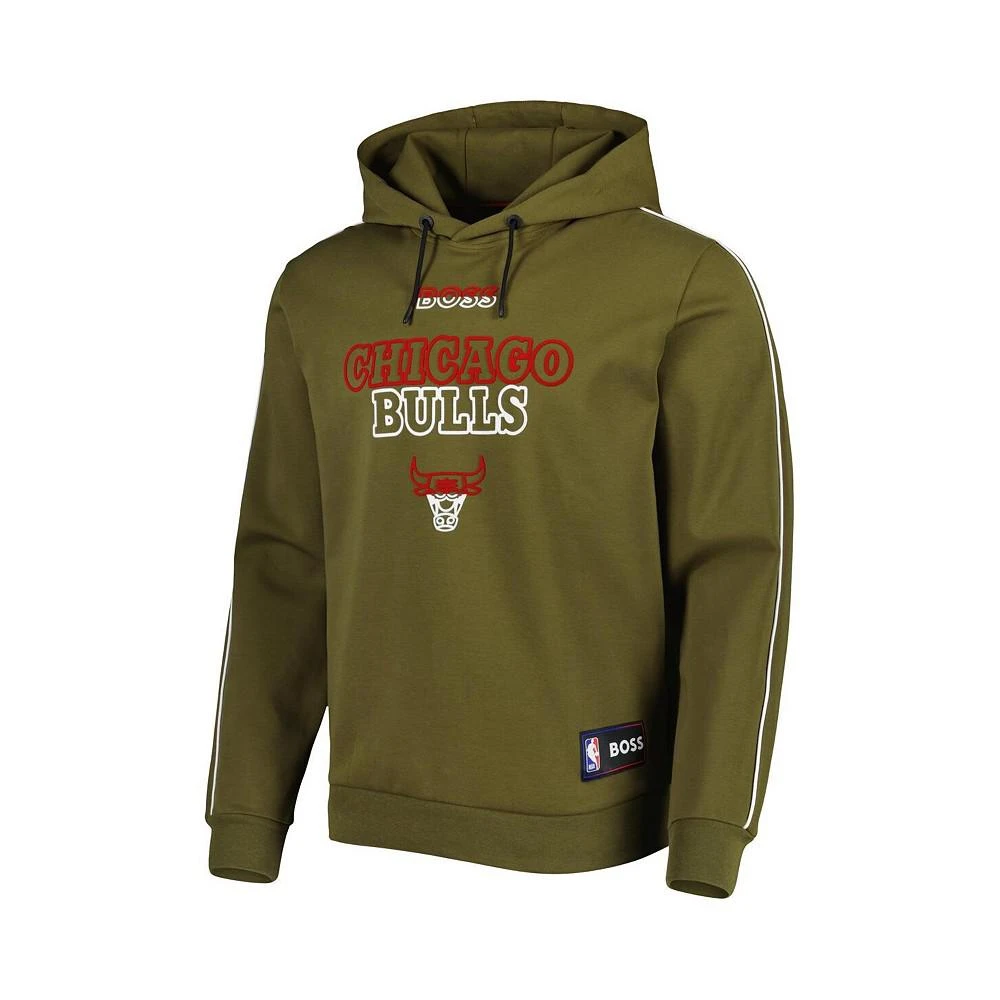 商品Hugo Boss|Men's NBA x Olive Chicago Bulls Team Bounce Tri-Blend Pullover Hoodie,价格¥1471,第4张图片详细描述