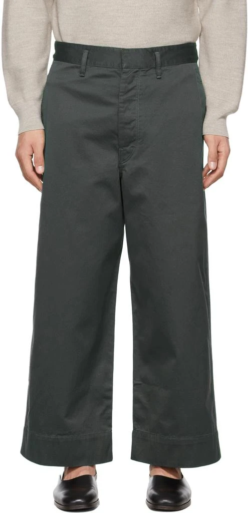 商品Lemaire|Green Cropped Large Trousers,价格¥1244,第1张图片