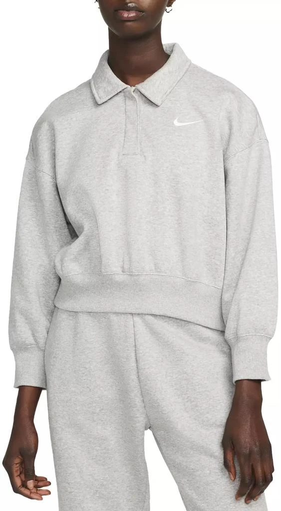 商品NIKE|Nike Women's Sportswear Phoenix Fleece 3/4-Sleeve Crop Polo Sweatshirt,价格¥121-¥211,第1张图片
