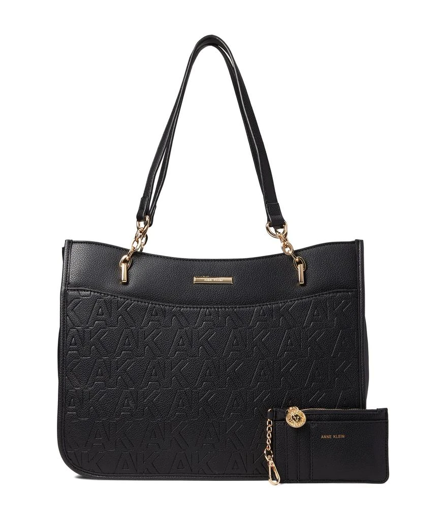 商品Anne Klein|Embossed Logo Tote with Chain Swag,价格¥251,第1张图片