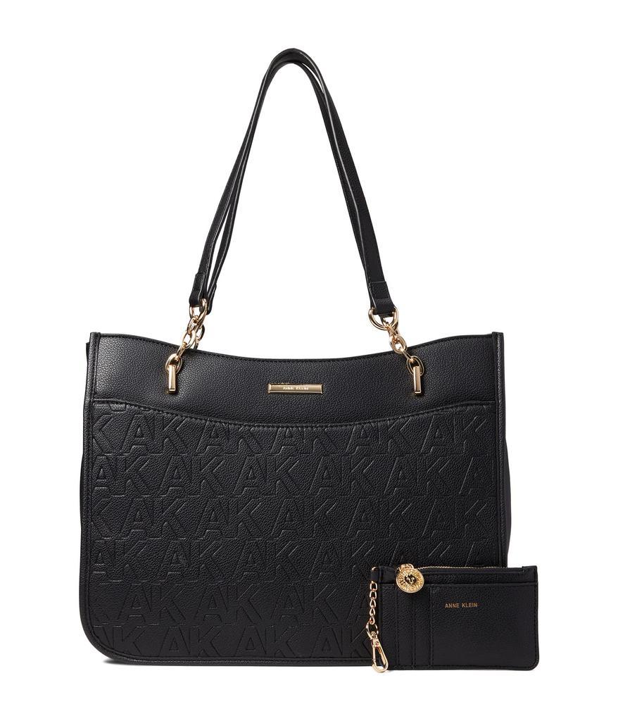 商品Anne Klein|Embossed Logo Tote with Chain Swag,价格¥379,第1张图片