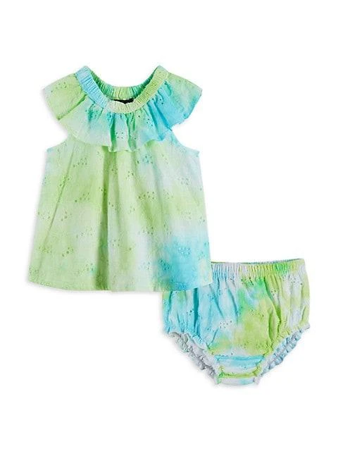 商品Andy & Evan|Baby Girl's 2-Piece Eyelet Tie-Dye Dress & Bloomers Set,价格¥186,第1张图片