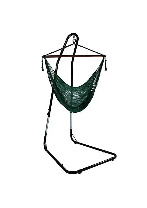 商品Sunnydaze Decor|Decor Extra Large Hammock Chair With Adjustable Steel Stand   Green,价格¥1642,第2张图片详细描述