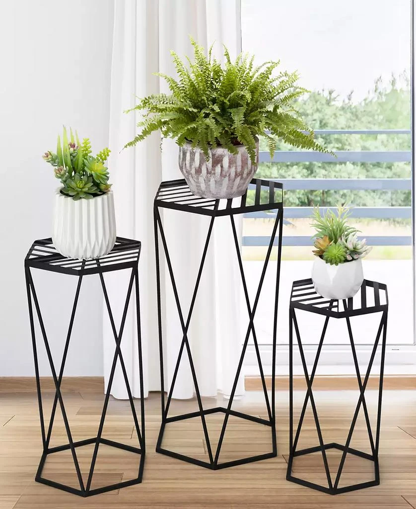 商品Glitzhome|Modern Hexagon Plant Stand, Set of 3,价格¥1090,第3张图片详细描述