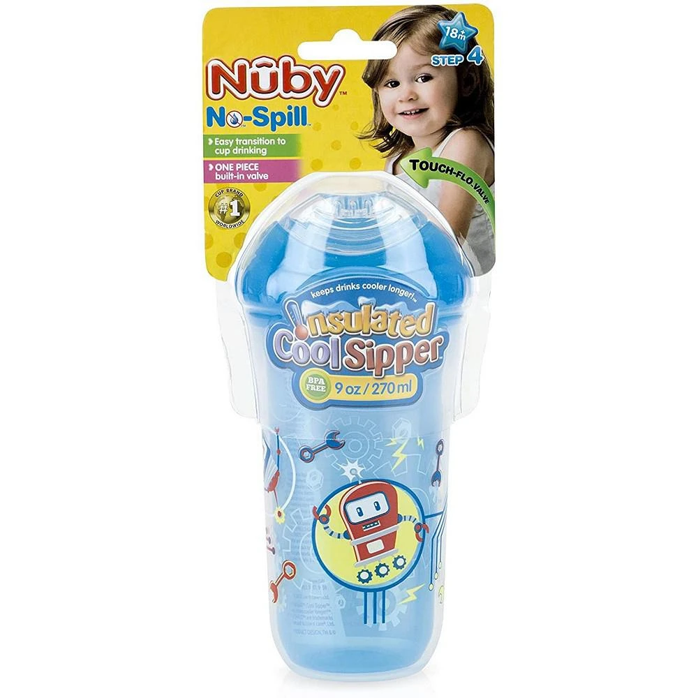 商品Nuby|No-Spill Insulated Cool Sipper, 9 Ounce,  Pack of 2, Blue/Green,价格¥186,第3张图片详细描述