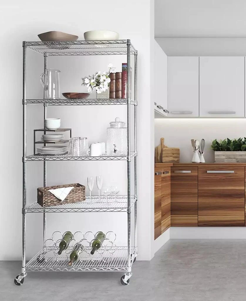 商品Seville Classics|Commercial-Grade 5-Tier NSF-Certified Steel Wire Wheeled Shelving,价格¥695,第5张图片详细描述