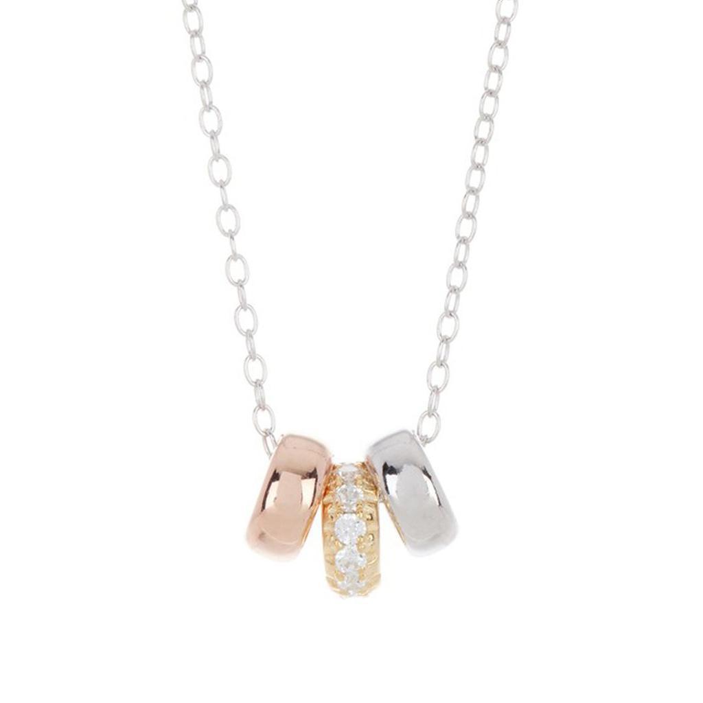 商品ADORNIA|Adornia .925 Sterling Silver Tricolor Rings Necklace,价格¥187,第1张图片