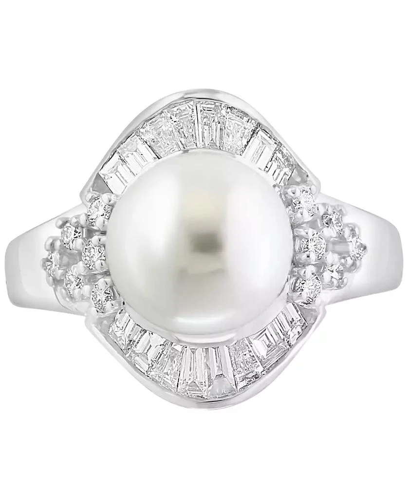 商品Effy|EFFY® Cultured Freshwater Pearl (11mm) & Diamond (1 ct. t.w.) Halo Ring in 14k White Gold,价格¥17654,第3张图片详细描述