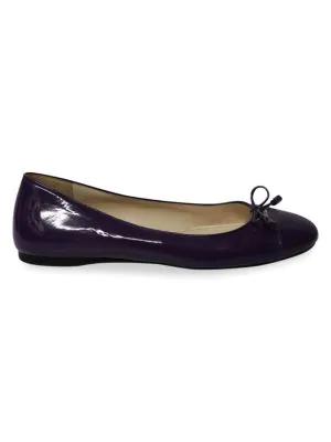 Prada Bow Ballerina Flats In Purple Patent Leather Flats Loafers商品第1张图片规格展示