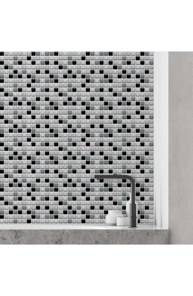商品WALPLUS|Classic Black and White Mosaic Glossy 3D Sticker Tile - 30cm x 15cm (11.8" x 6") - 12-Piece in a pack,价格¥318,第4张图片详细描述