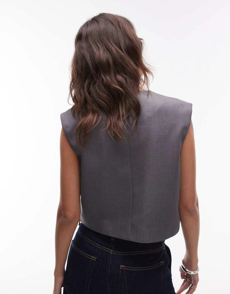 商品Topshop|Topshop tie front cropped waistcoat in grey marl,价格¥87,第3张图片详细描述