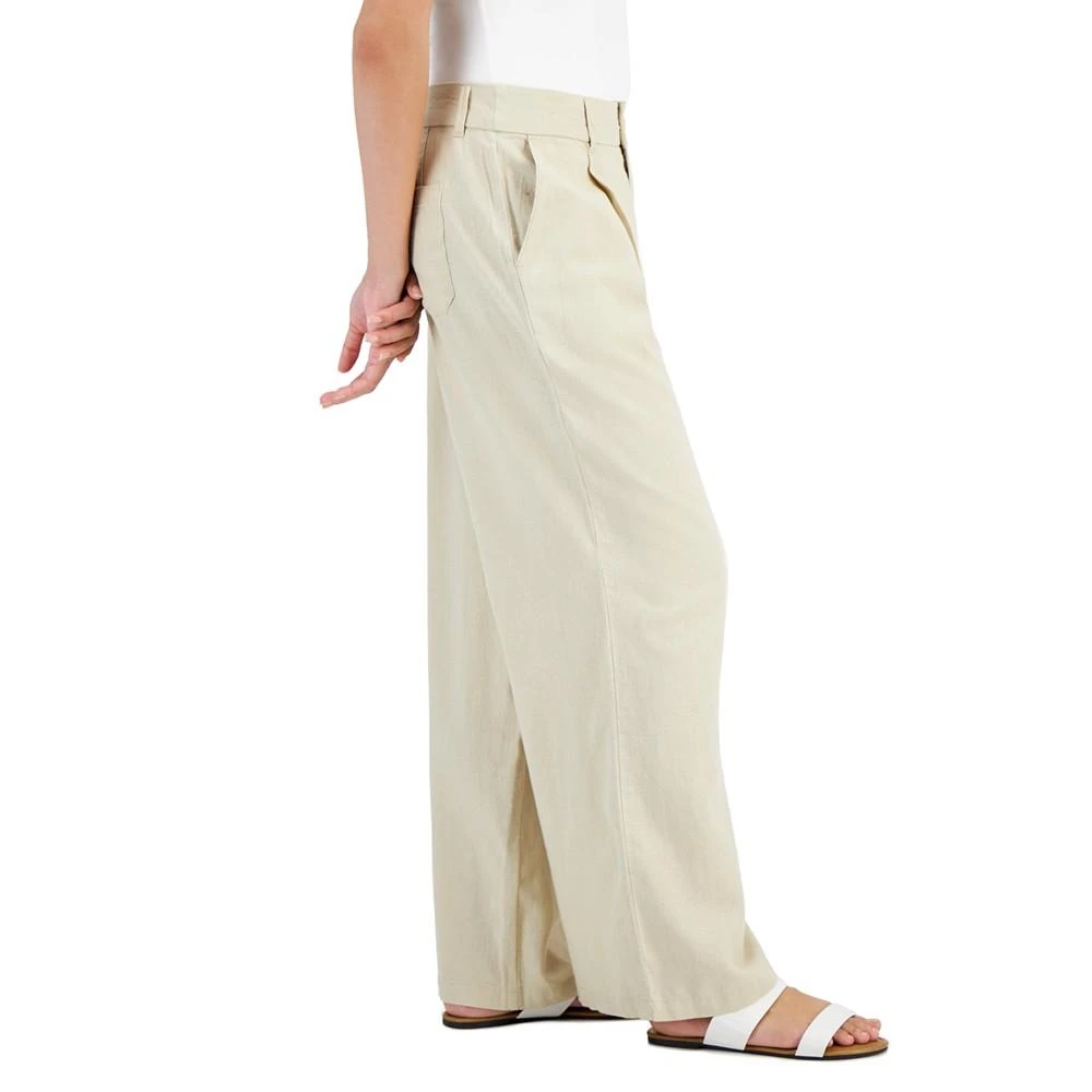 商品Rewash|Juniors' High-Rise Linen Wide-Leg Pleat-Front Trouser Pants,价格¥173,第3张图片详细描述