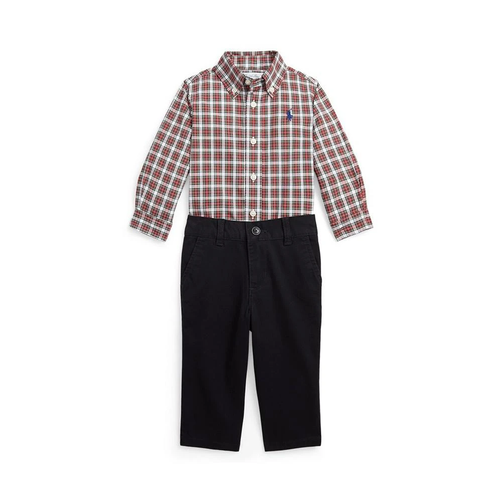 商品Ralph Lauren|Baby Boys Plaid Shirt and Flex Abrasion Pant Set,价格¥564,第1张图片