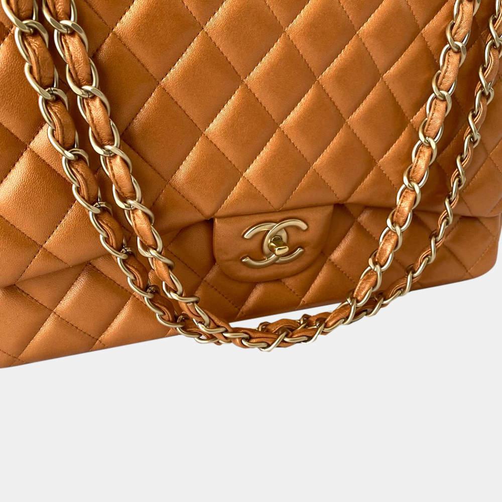 Chanel Bronze Quilted Leather Maxi Shoulder Bag商品第8张图片规格展示