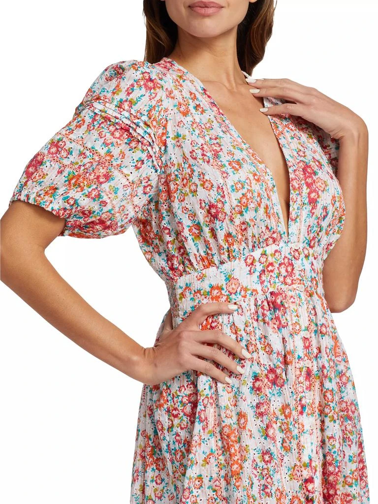 Reine Floral Puff-Sleeve Midi-Dress 商品