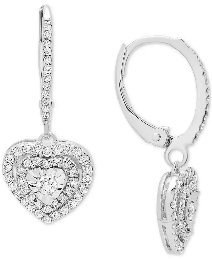 商品Macy's|Diamond Heart Drop Earrings (1/2 ct. t.w.) In Sterling Silver, Gold-Plated Sterling Silver or Rose Gold-Plated Sterling Silver,价格¥1832,第1张图片
