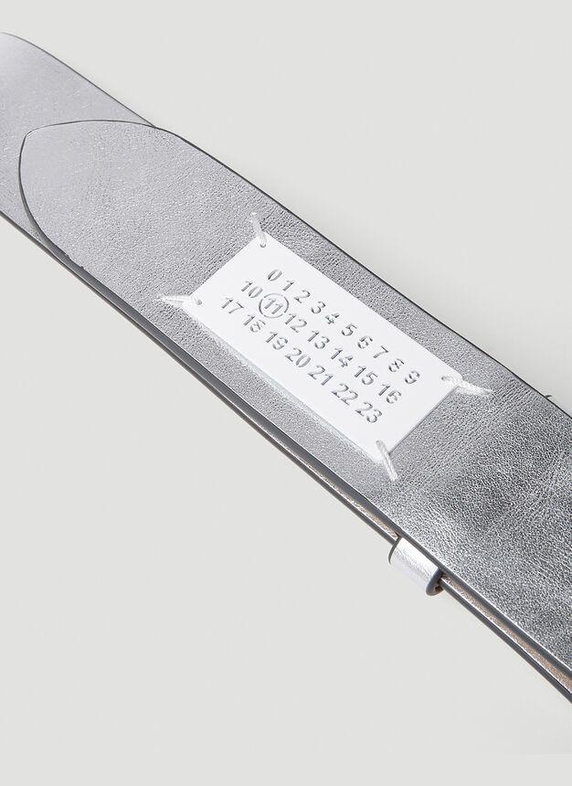 商品MAISON MARGIELA|Metallic Logo Patch Belt in Silver,价格¥2968,第4张图片详细描述