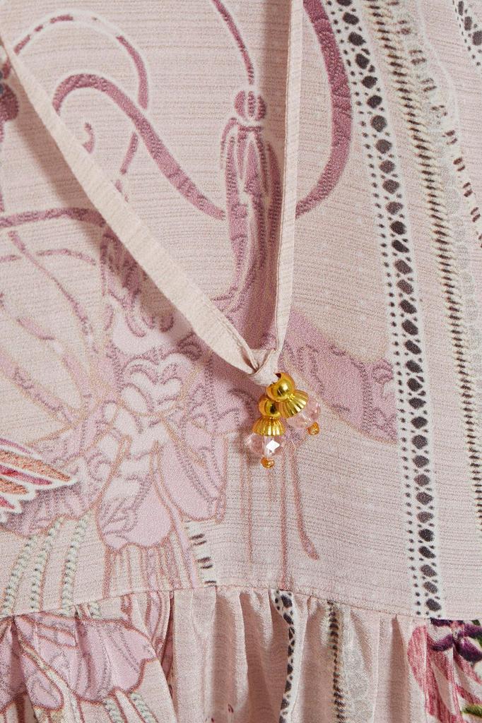 Crepon-paneled embellished printed silk crepe de chine mini dress商品第4张图片规格展示