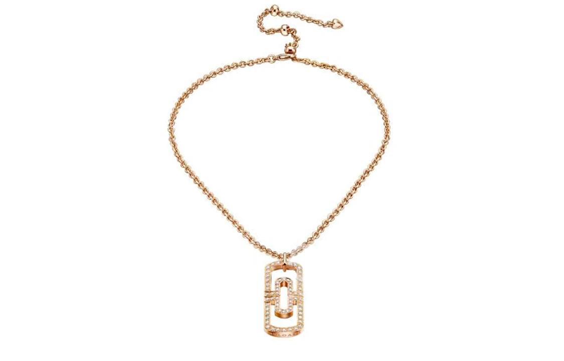商品[国内直发] BVLGARI|宝格丽 PARENTESI系列 回形针满钻 18K玫瑰金 项链 男女同款情侣款,价格¥159674,第5张图片详细描述