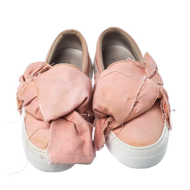 Joshua Sanders Light Pink Canvas Bow Slip On Sneakers Size 40商品第3张图片规格展示