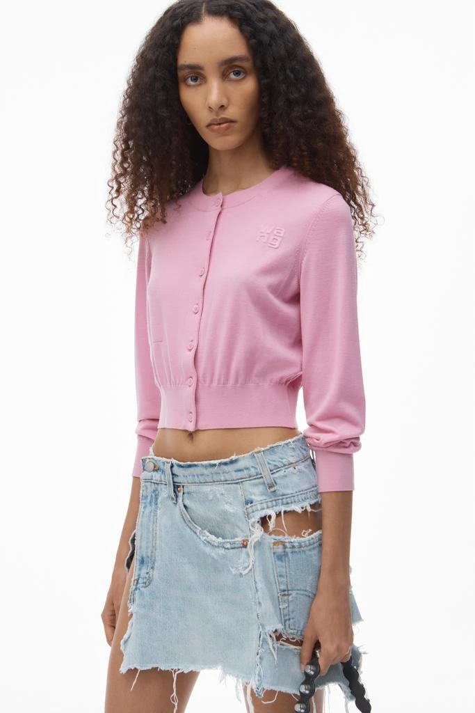 商品Alexander Wang|logo cropped cardi in superfine merino,价格¥1468,第3张图片详细描述