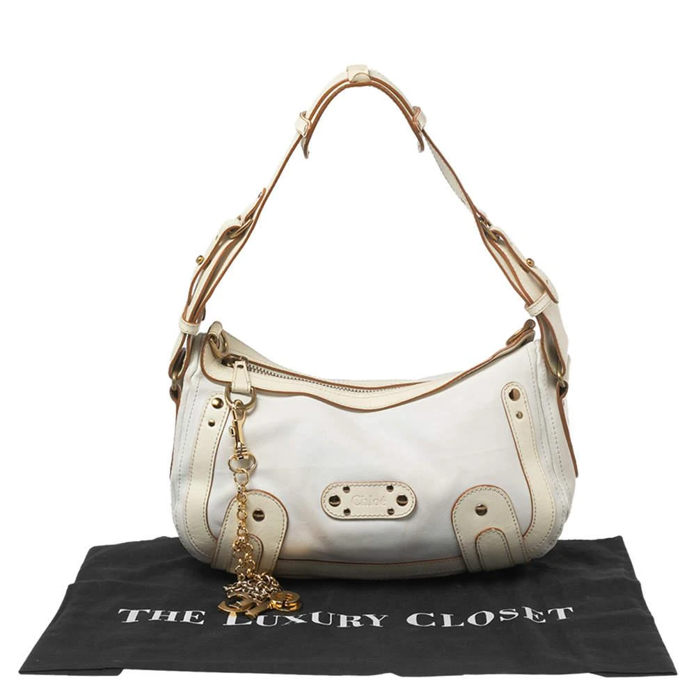 Chloe White/Cream Leather Logo Charm Shoulder Bag 商品