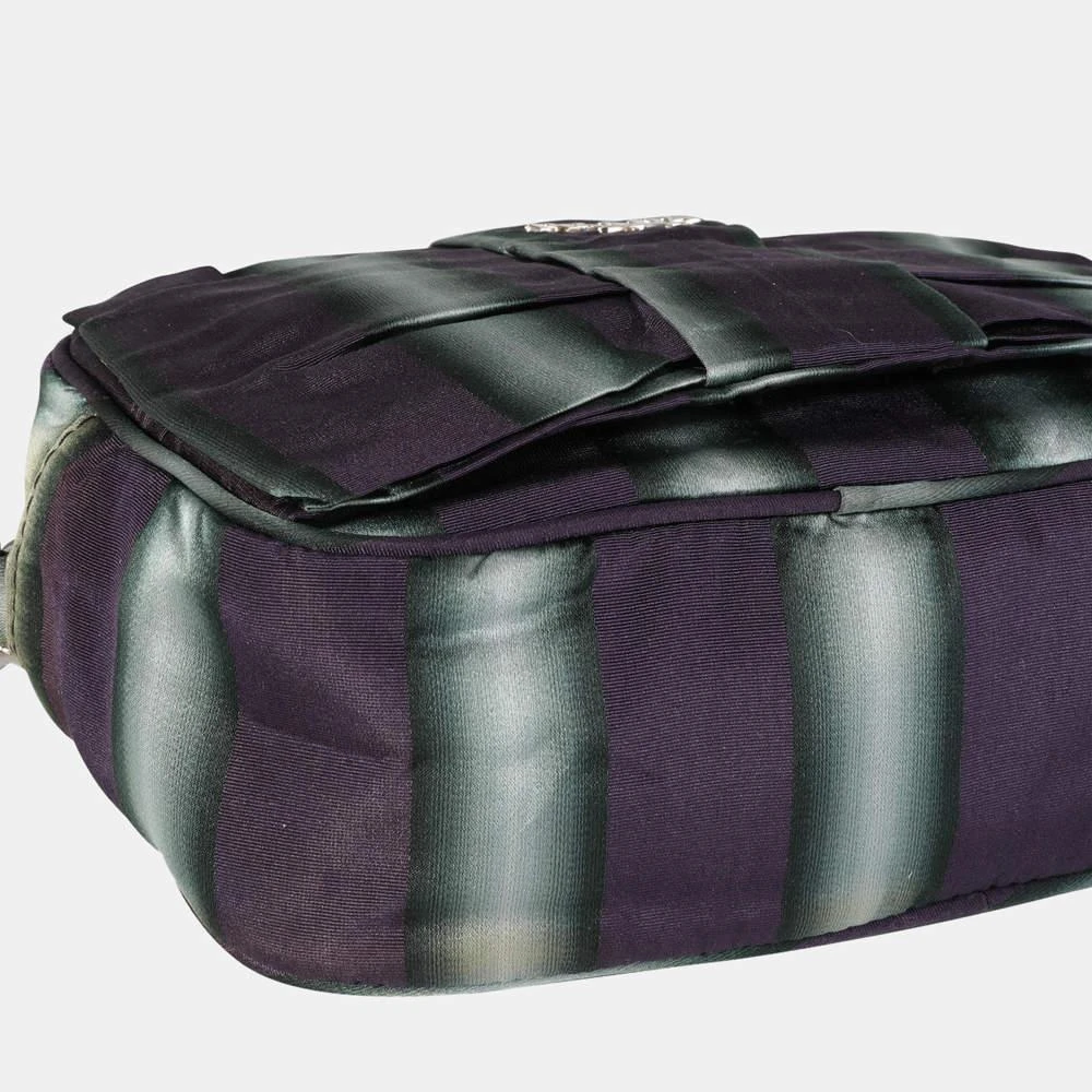 Prada Purple/Grey Nylon Striped Shoulder Bag 商品