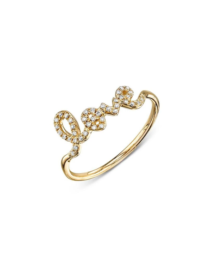 商品Sydney Evan|14K Yellow Gold Diamond Love Script Ring,价格¥7488,第1张图片