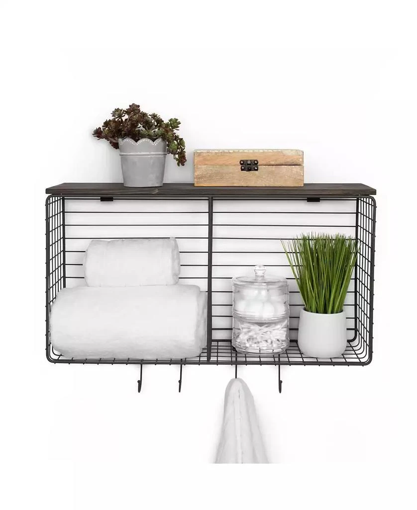 商品Spectrum|Vintage-like Living Wall Mount Cube Hook Station with Wood Shelf,价格¥623,第2张图片详细描述