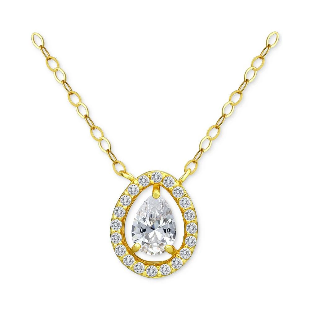 商品Giani Bernini|Cubic Zirconia Pear Halo Pendant Necklace in 18k Gold-Plated Sterling Silver, 16" + 2", Created for Macy's,价格¥484,第1张图片