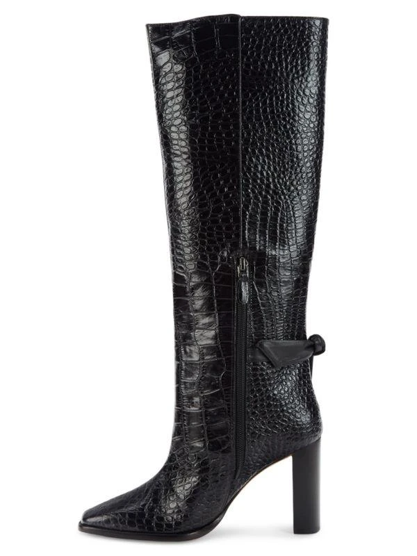 商品Alexandre Birman|Clarita Croc Embossed Leather Knee High Boots,价格¥2608,第4张图片详细描述