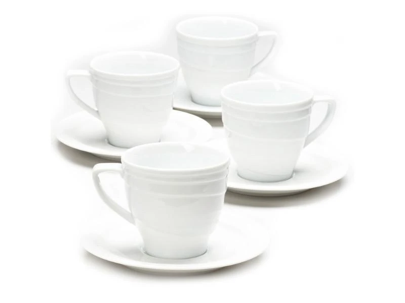 商品BergHOFF|BergHOFF Elan 8.6oz Porcelain Tea Cup and Saucer, Set of 4,价格¥378,第2张图片详细描述