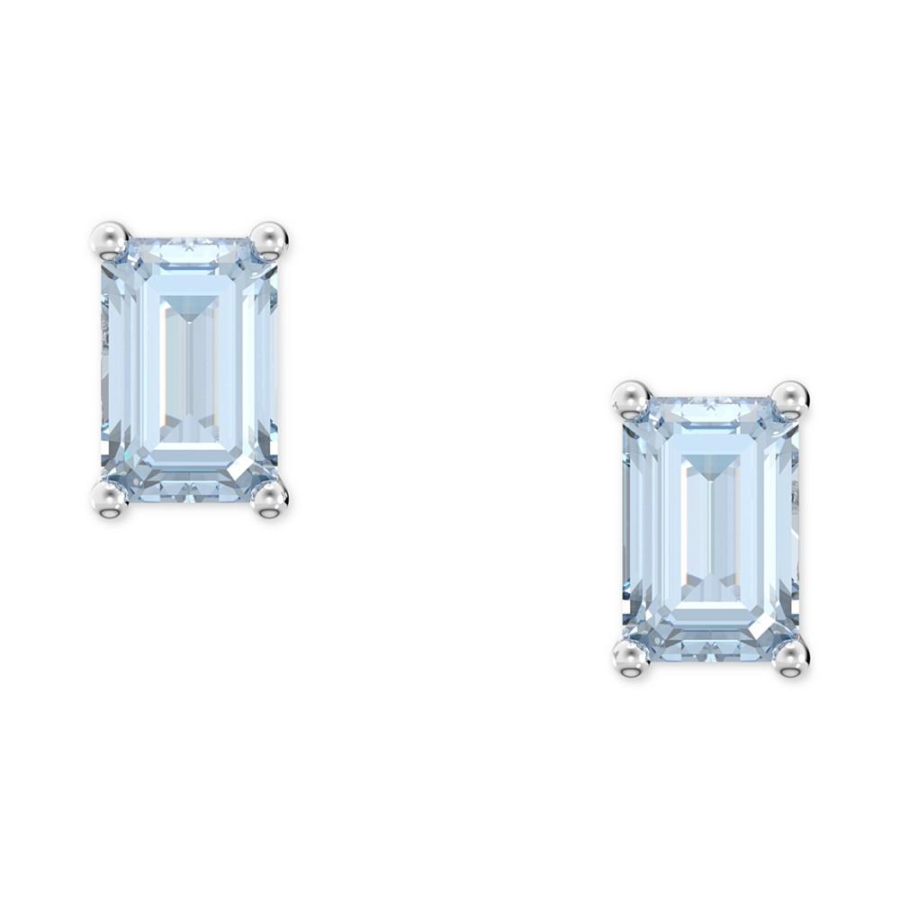 Silver-Tone Color Cushion-Cut Crystal Stud Earrings商品第1张图片规格展示