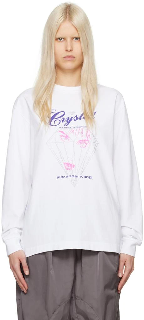 商品Alexander Wang|White 'Club Crystal' Long Sleeve T-Shirt,价格¥1293,第1张图片