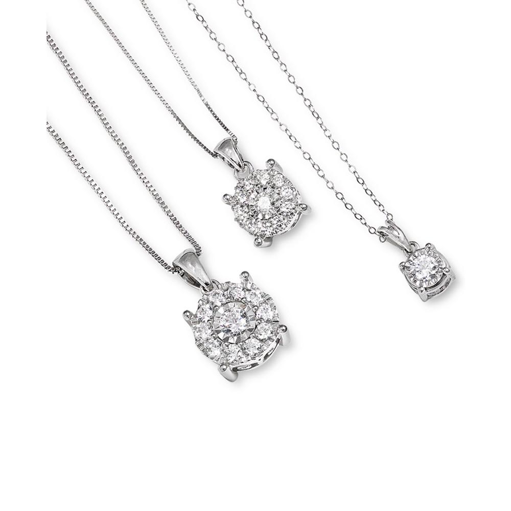 Diamond 18" Pendant Necklace (1/2 ct. t.w.) in 14k White, Yellow, or Rose Gold商品第2张图片规格展示