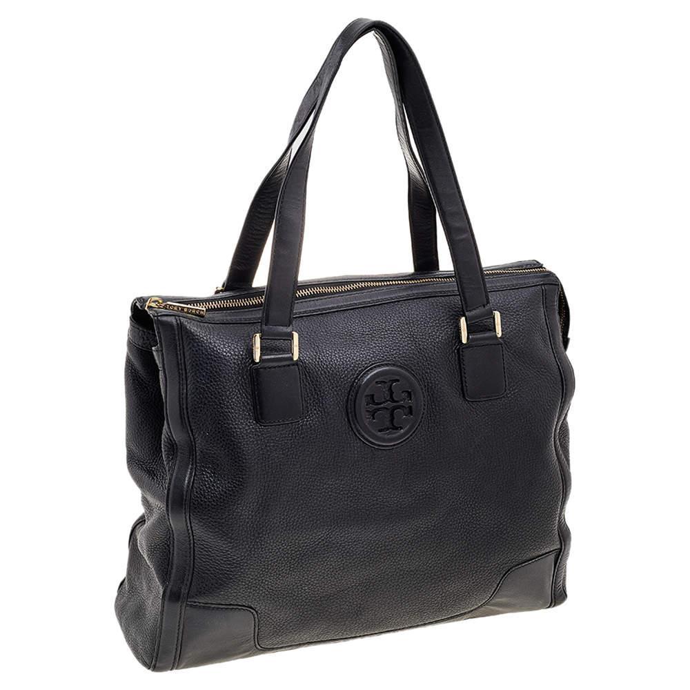 商品[二手商品] Tory Burch|Tory Burch Black Leather Top Zip Robinson Tote,价格¥2499,第5张图片详细描述