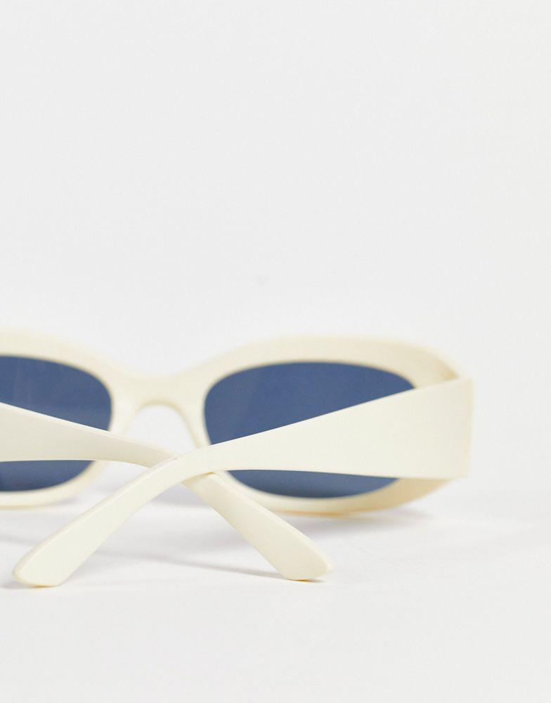 ASOS DESIGN 90s oval sunglasses in rubberised frame with smoke lens  - BEIGE商品第3张图片规格展示