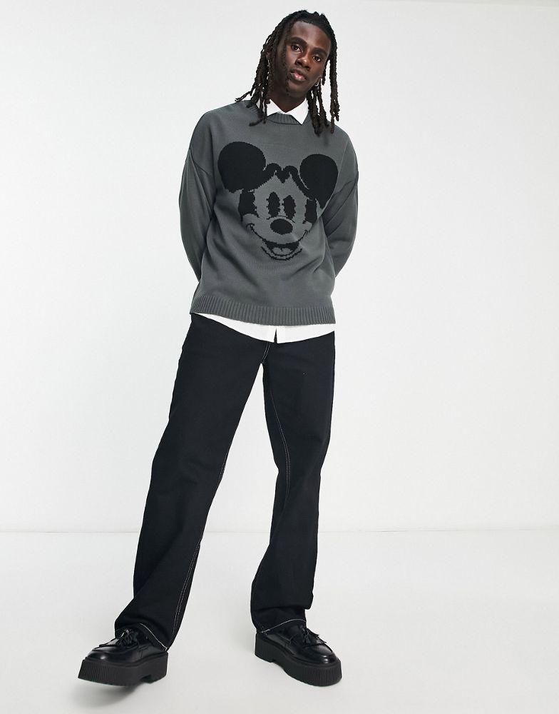 ASOS DESIGN Punk Mickey oversized knitted jumper In grey商品第4张图片规格展示