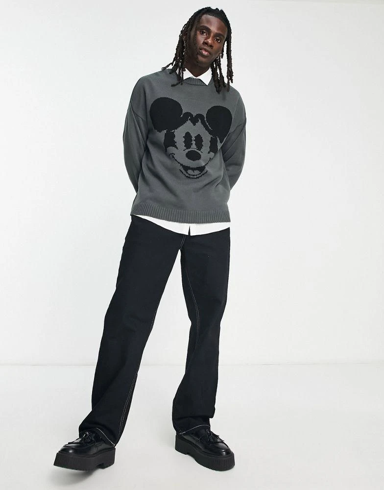 商品ASOS|ASOS DESIGN Punk Mickey oversized knitted jumper In grey,价格¥247,第4张图片详细描述