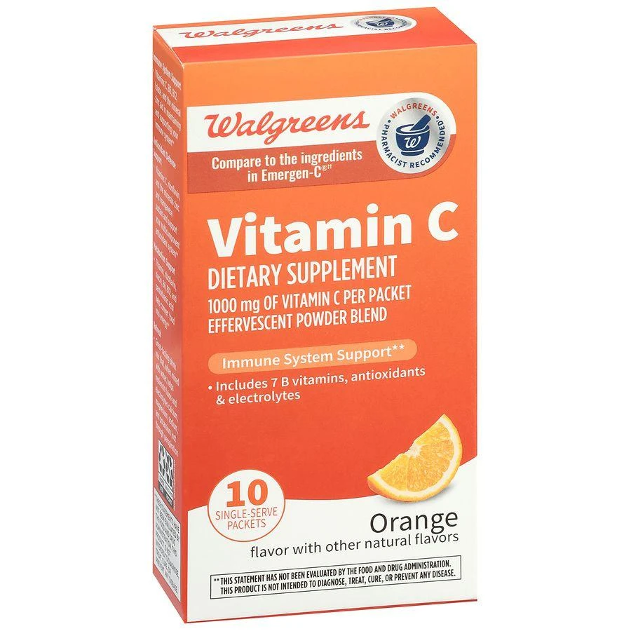 商品Walgreens|Vitamin C Effervescent Powder Blend Orange,价格¥51,第2张图片详细描述